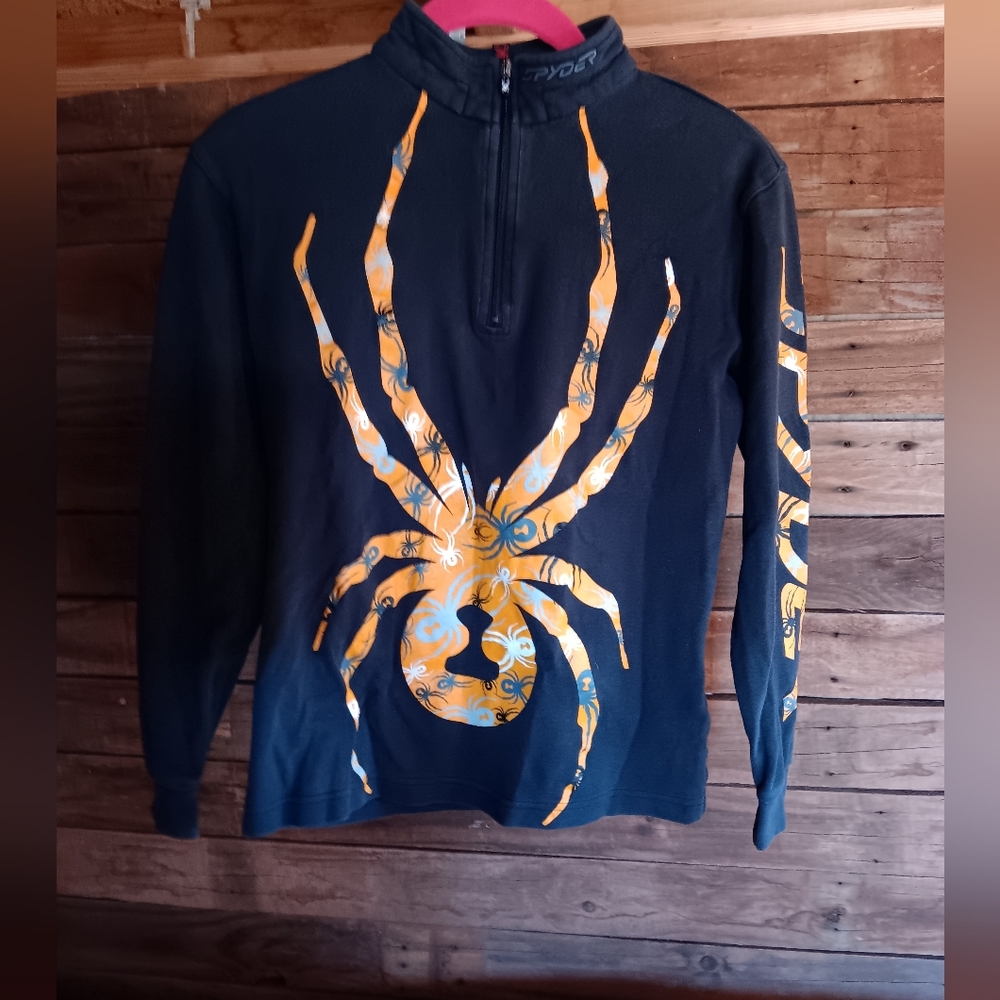 Black and Orange Spyder Design Boy''s Long Sleeve Shirt